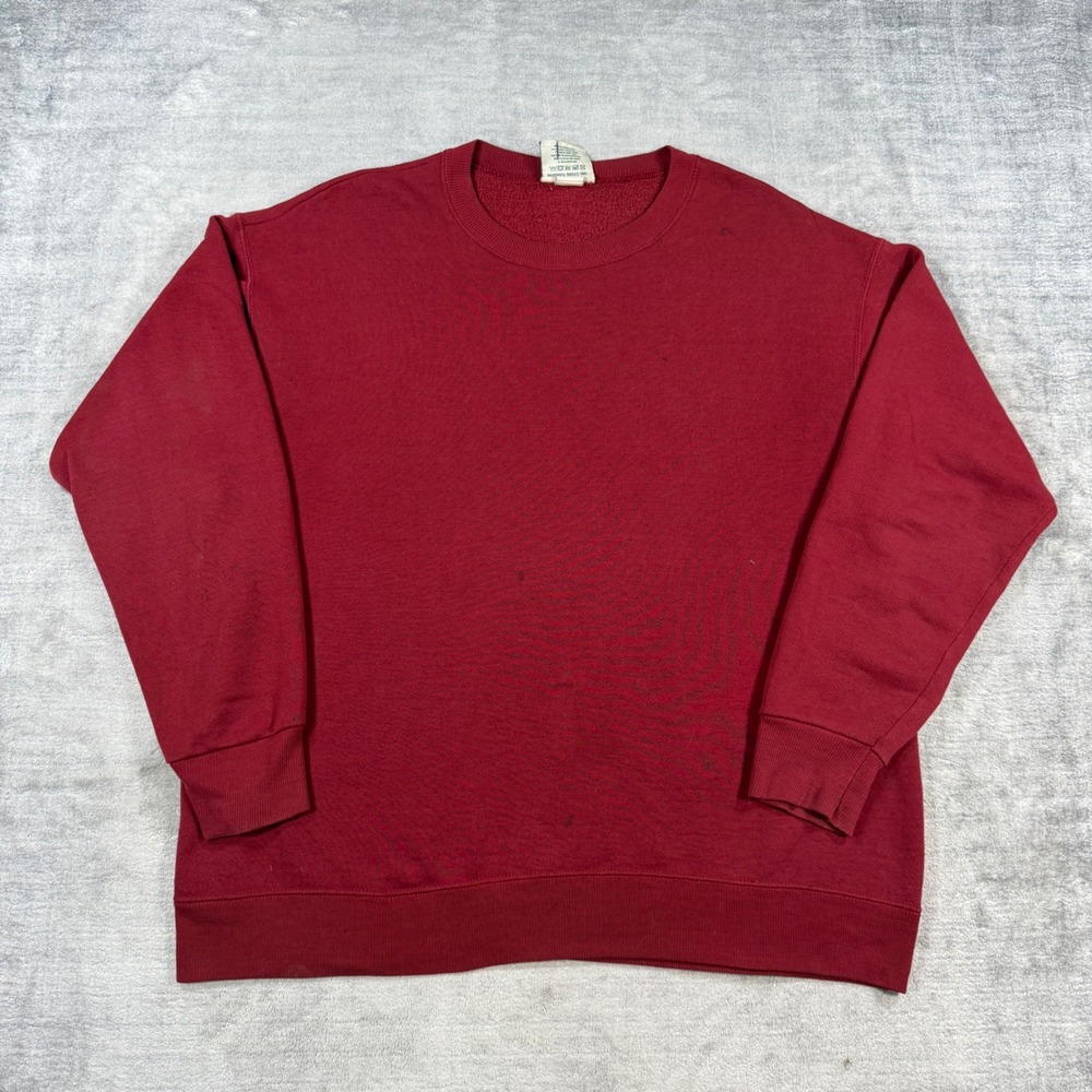 Vintage Lee Sport Sweatshirt Mens Large Red 90s Made In USA Blank Crewneck